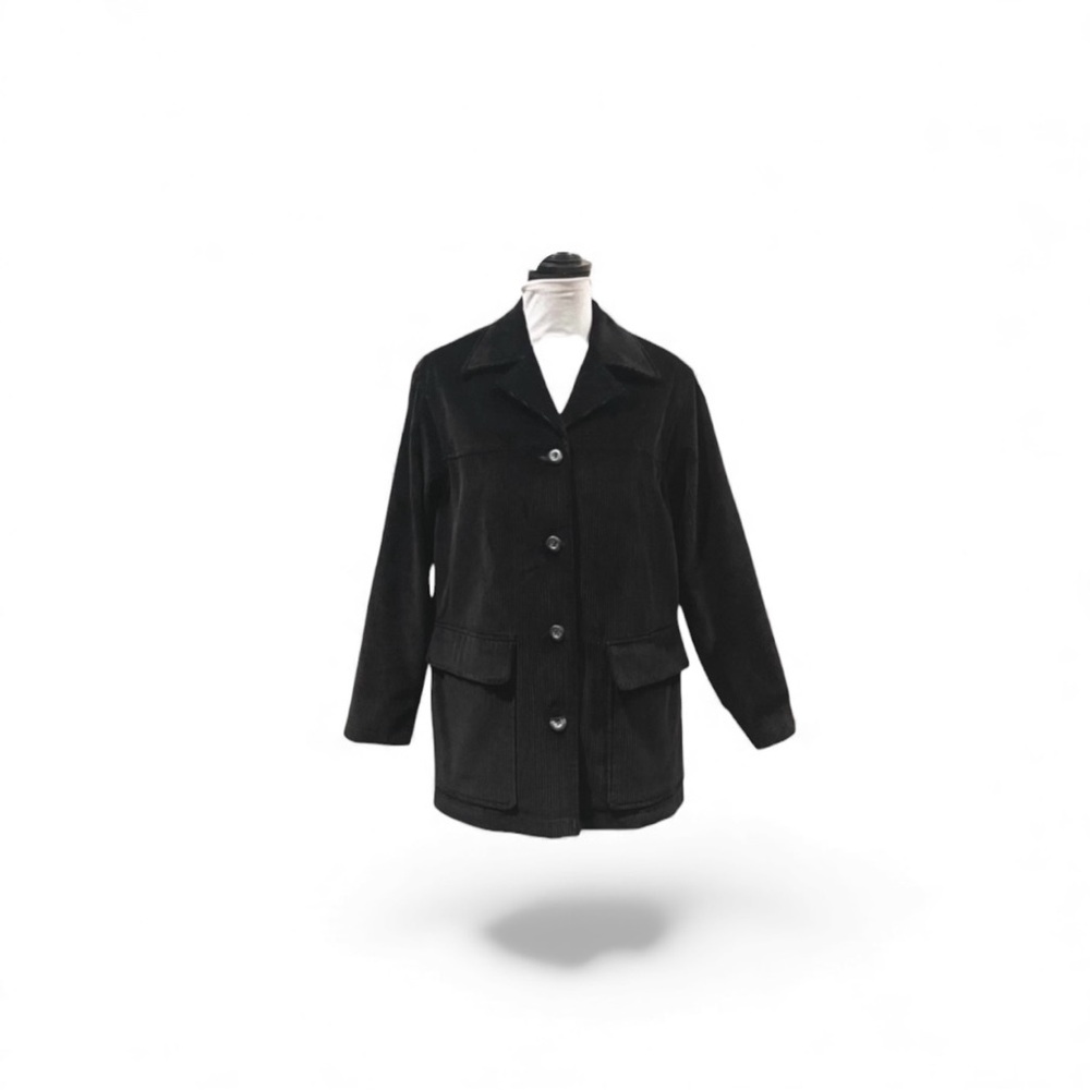 Liz Claiborne black corduroy normcore button front gorpcore shacket jacket small